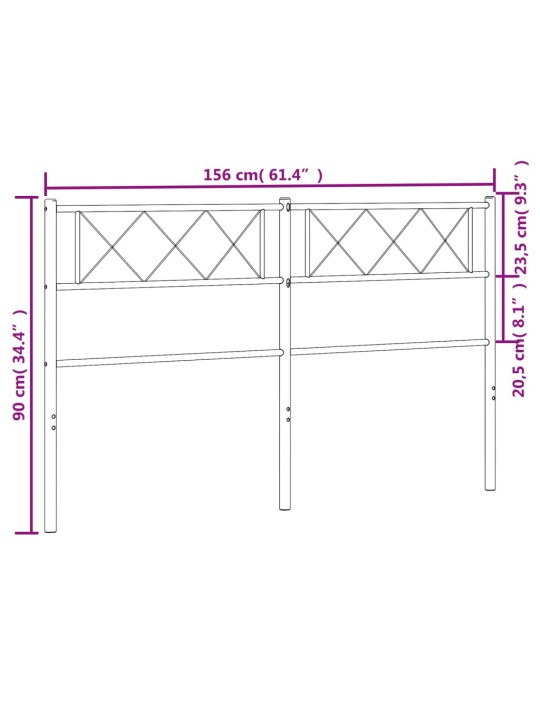 Kovové čelo postele černé 150 cm
