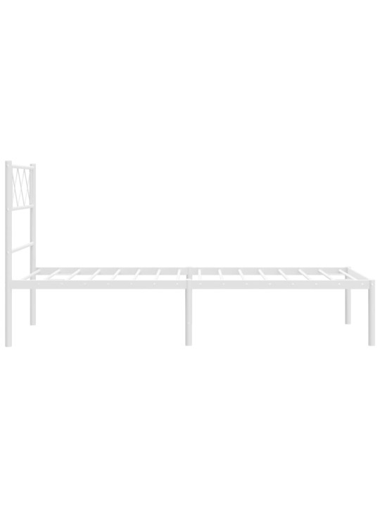 Kovový rám postele bez matrace s čelem bílý 75 x 190 cm
