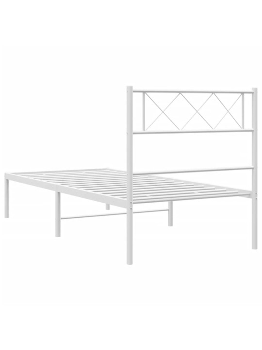 Kovový rám postele bez matrace s čelem bílý 75 x 190 cm
