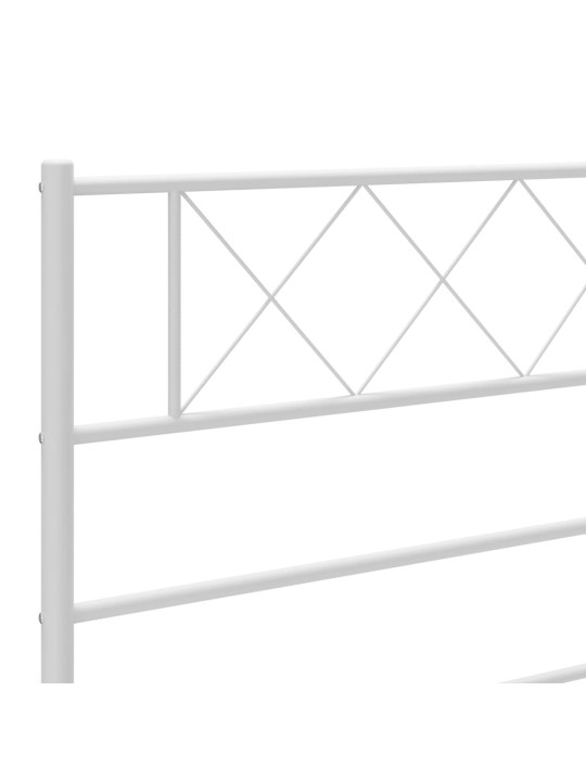 Kovový rám postele bez matrace s čelem bílý 75 x 190 cm