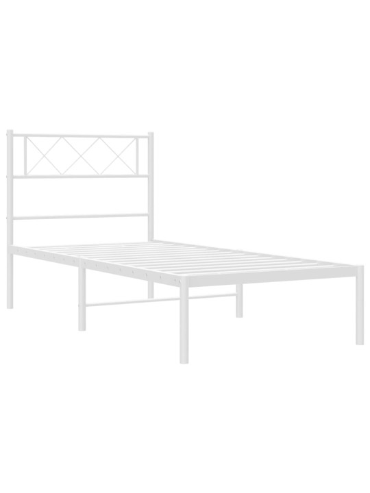 Kovový rám postele s čelem bílý 107 x 203 cm