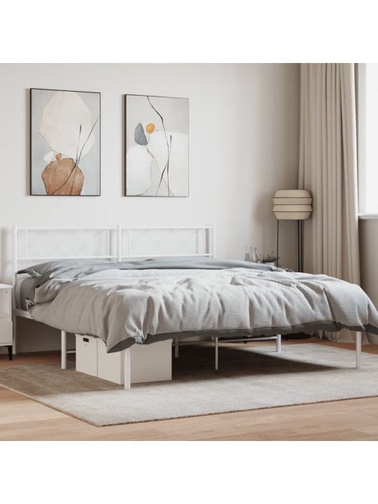 Kovový rám postele s čelem bílý 140 x 200 cm