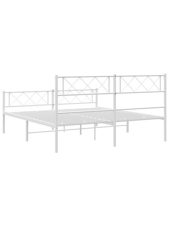 Kovový rám postele s hlavovým a nožním čelem bílý 120 x 200 cm