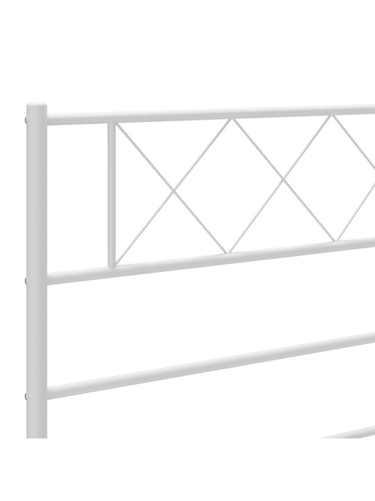 Kovový rám postele s hlavovým a nožním čelem bílý 135 x 190 cm