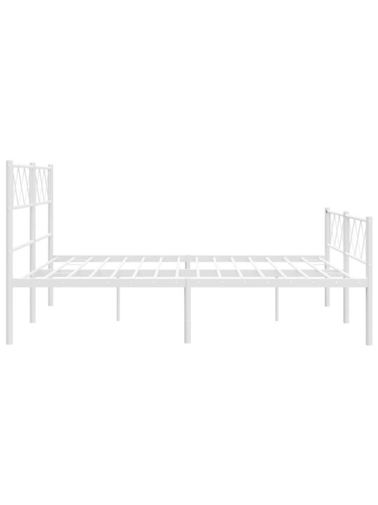 Kovový rám postele s hlavovým a nožním čelem bílý 140 x 190 cm