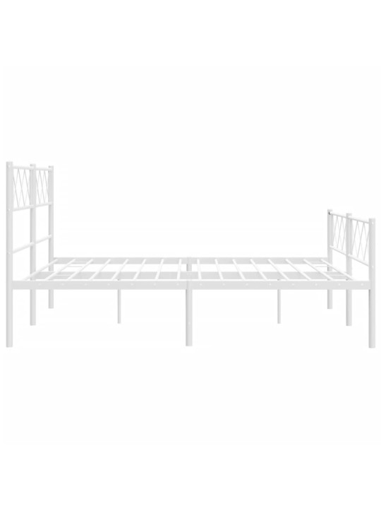 Kovový rám postele s hlavovým a nožním čelem bílý 150 x 200 cm