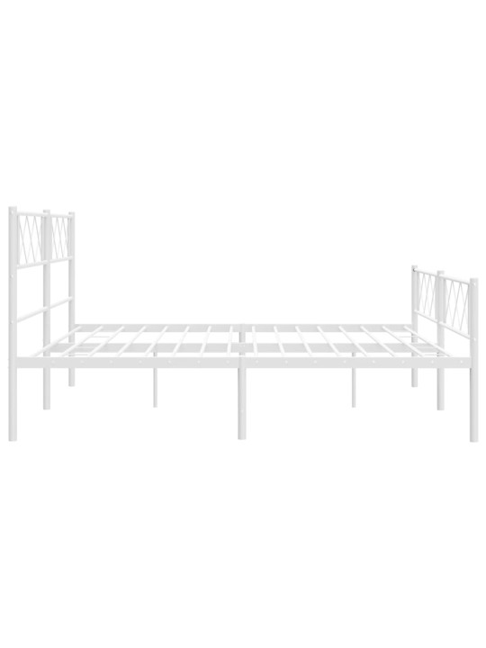 Kovový rám postele s hlavovým a nožním čelem bílý 183 x 213 cm