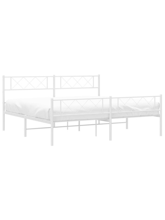 Kovový rám postele s hlavovým a nožním čelem bílý 200 x 200 cm