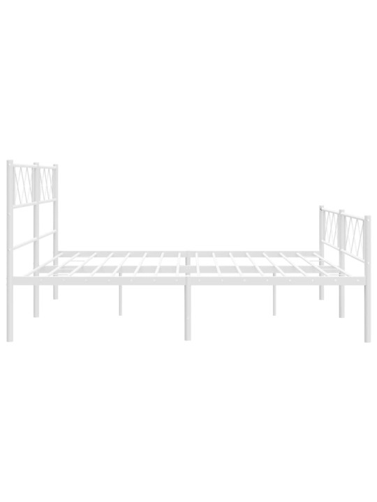 Kovový rám postele s hlavovým a nožním čelem bílý 200 x 200 cm