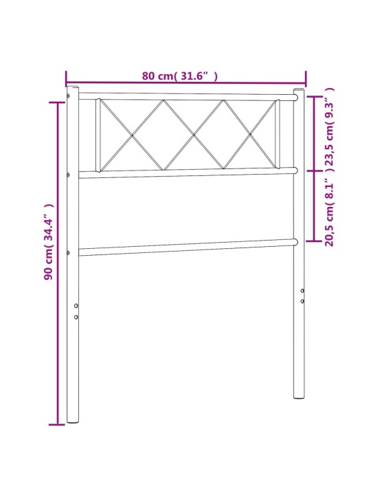 Kovové čelo postele bílé 75 cm