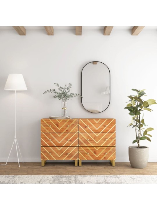 Odkládací skříňky 2 ks hnědé a černé 60x33,5x75 cm mangovník