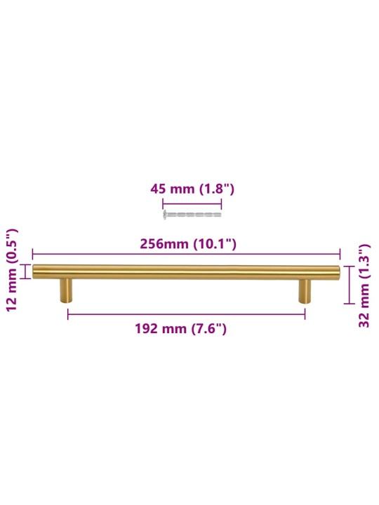 Nábytkové úchytky 5 ks zlaté 192 mm nerezová ocel