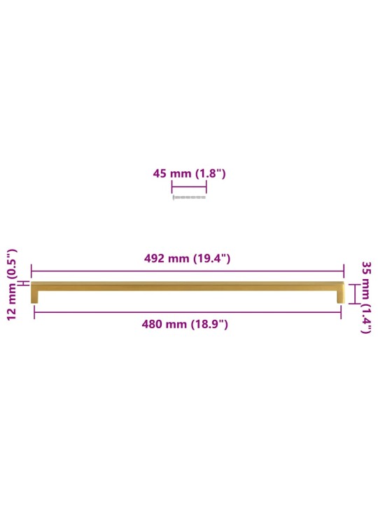 Nábytkové úchytky 5 ks zlaté 480 mm nerezová ocel