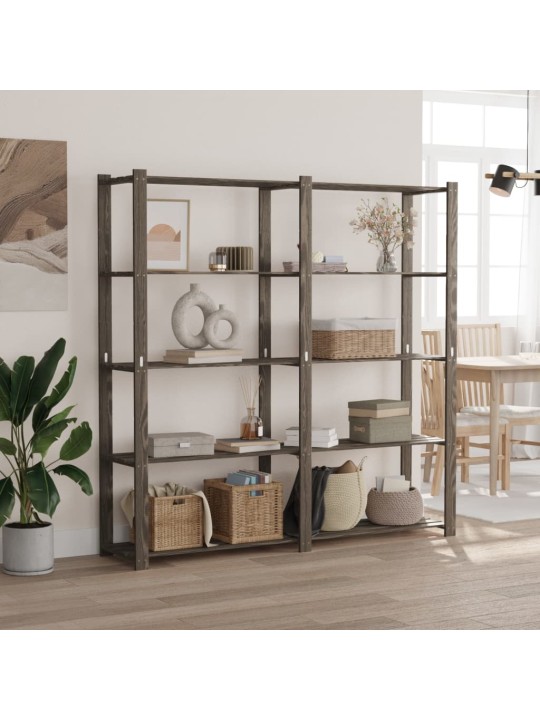 5patrový úložný regál šedý 170x38x170 cm masivní borové dřevo