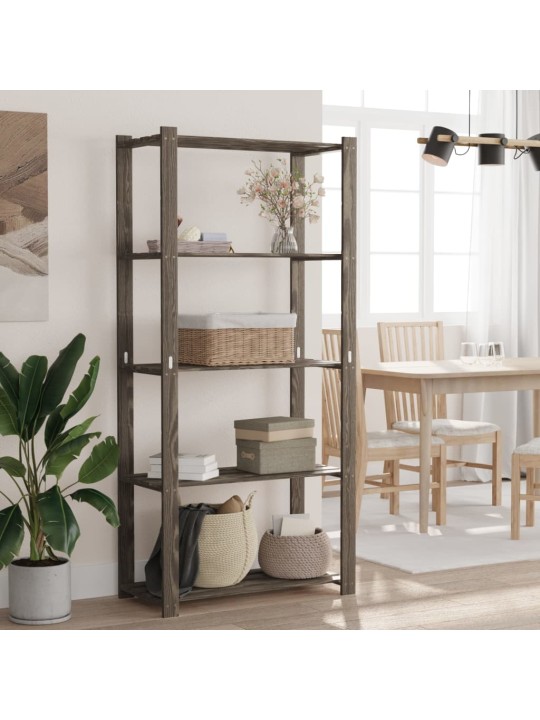 5patrový úložný regál šedý 80x38x170 cm masivní borové dřevo