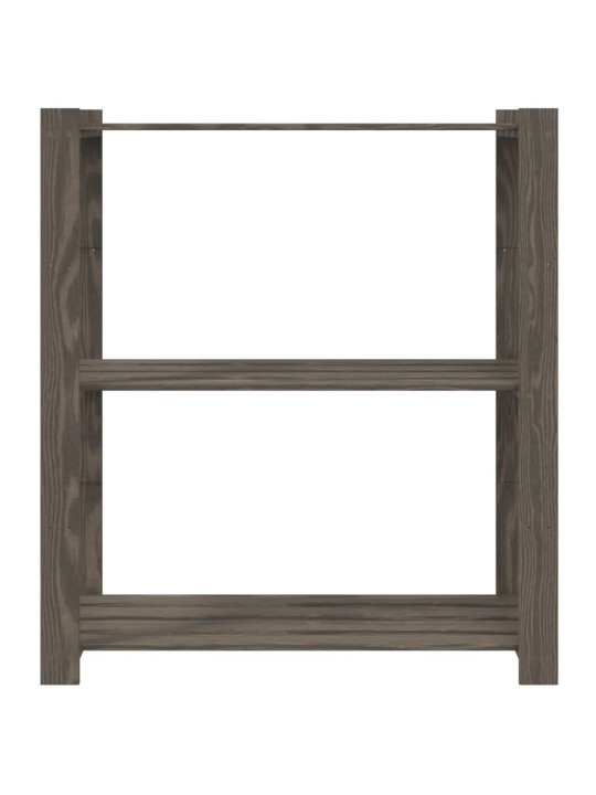 3patrový úložný regál šedý 80 x 38 x 90 cm masivní borové dřevo