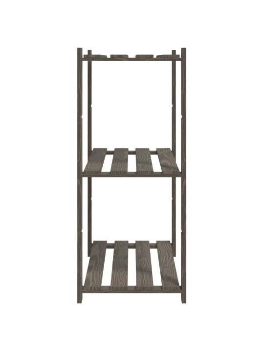 3patrový úložný regál šedý 80 x 38 x 90 cm masivní borové dřevo