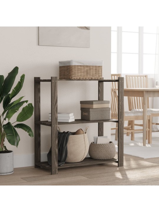3patrový úložný regál šedý 80 x 38 x 90 cm masivní borové dřevo