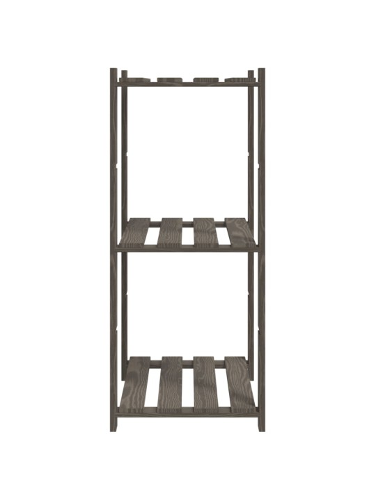 3patrový úložný regál šedý 60 x 38 x 90 cm masivní borové dřevo