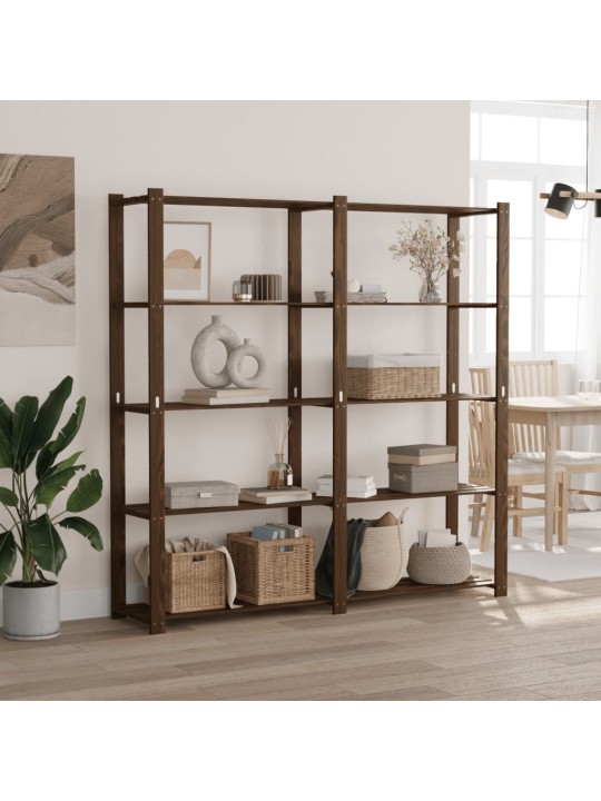 5patrový úložný regál hnědý 170x38x170 cm masivní borové dřevo