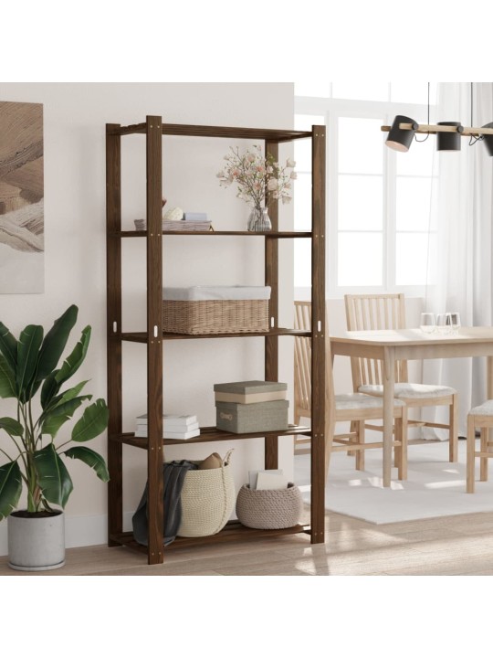 5patrový úložný regál hnědý 80x38x170 cm masivní borové dřevo
