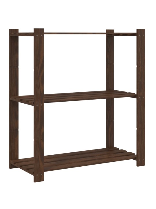 3patrový úložný regál hnědý 80x38x90 cm masivní borové dřevo