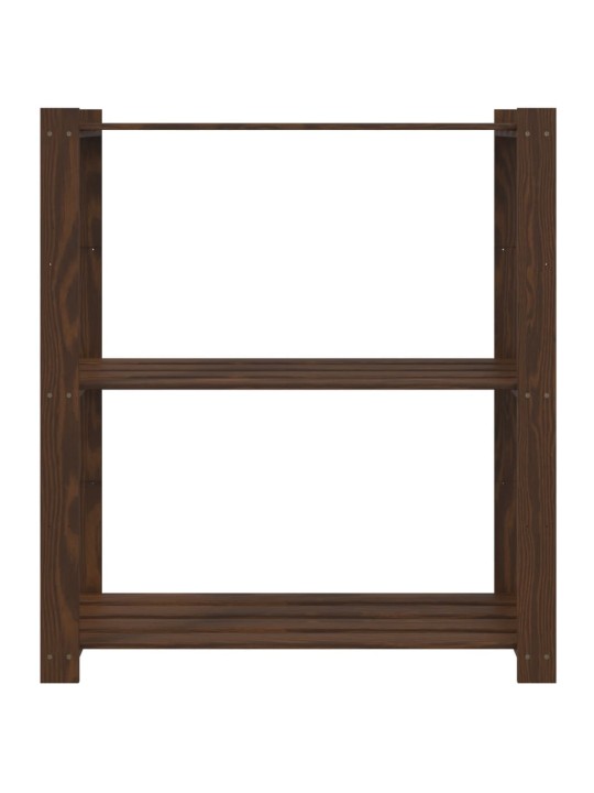 3patrový úložný regál hnědý 80x38x90 cm masivní borové dřevo