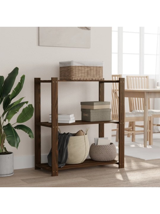 3patrový úložný regál hnědý 80x38x90 cm masivní borové dřevo