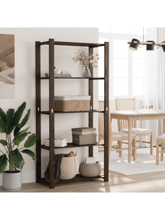 5patrový úložný regál černý 80x38x170 cm masivní borové dřevo