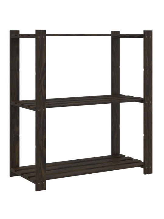 3patrový úložný regál černý 80x38x90 cm masivní borové dřevo