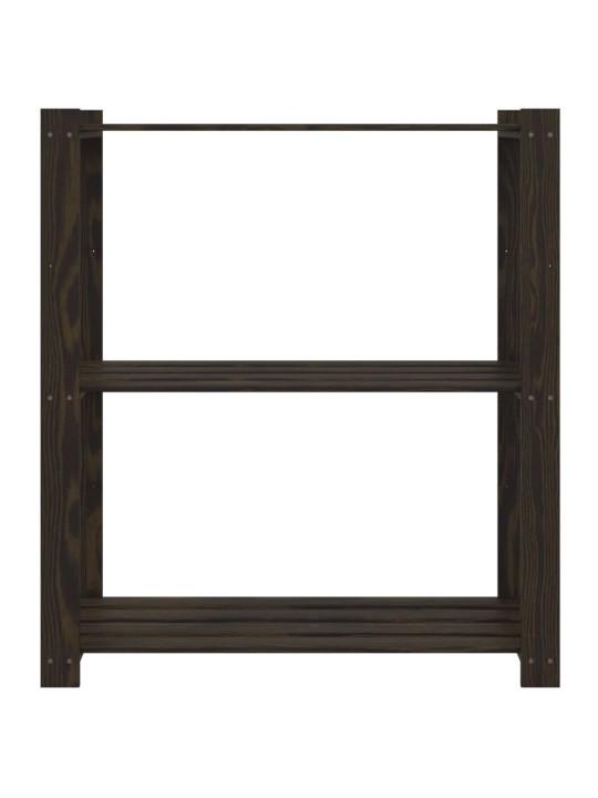 3patrový úložný regál černý 80x38x90 cm masivní borové dřevo