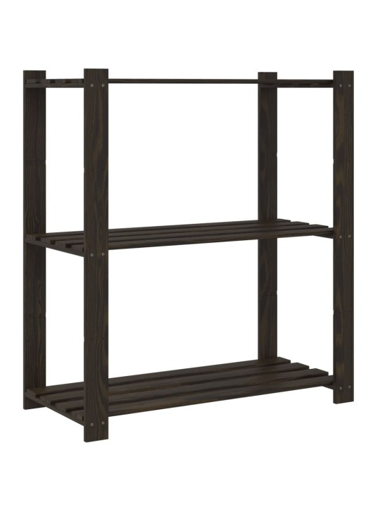 3patrový úložný regál černý 80x38x90 cm masivní borové dřevo