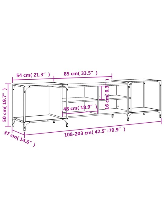 TV skříňka černá 203 x 37 x 50 cm kompozitní dřevo