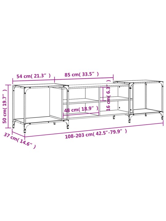 TV skříňka kouřový dub 203 x 37 x 50 cm kompozitní dřevo