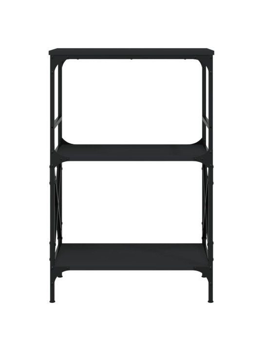 Knihovna se 3 policemi černá 59 x 35 x 90,5 cm kompozitní dřevo
