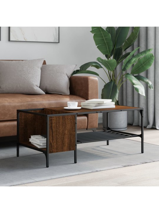 Konferenční stolek s regálem hnědý dub 100x51x40 cm kompozit