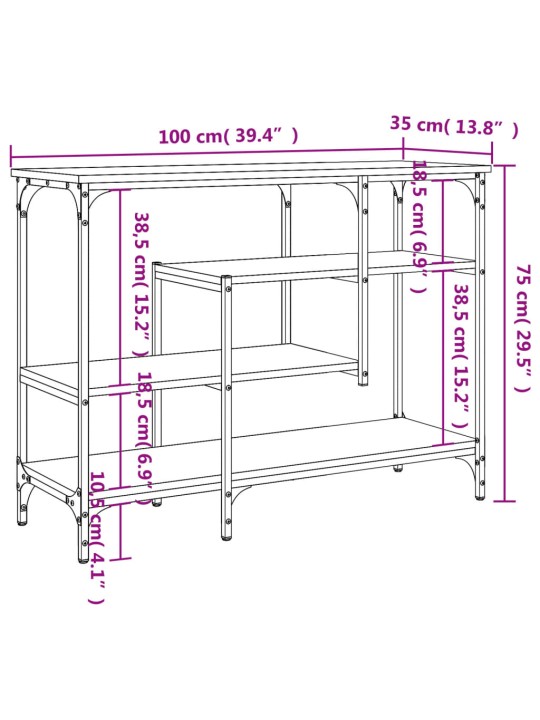 Konzolový stolek s policemi dub sonoma 100 x 35 x 75 cm