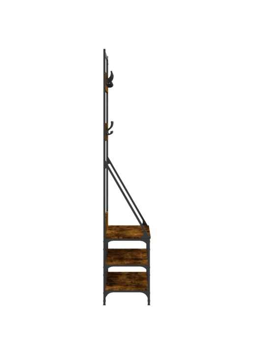 Stojan na oblečení a prostor pro obuv kouřový dub 90x34x184 cm