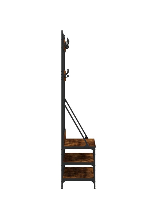 Stojan na oblečení a prostor pro obuv kouřový dub 100x40x184 cm