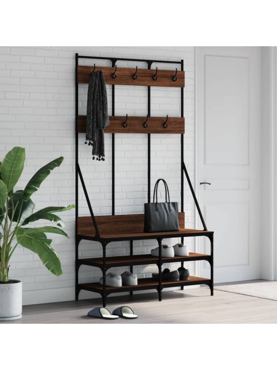 Stojan na oblečení s prostorem pro obuv hnědý dub 100x40x184 cm