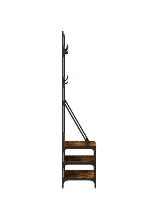 Stojan na oblečení a prostor pro obuv kouřový dub 70x40x184 cm