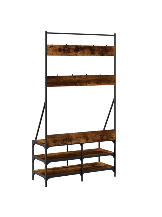 Stojan na oblečení a prostor pro obuv kouřový dub 100x40x184 cm