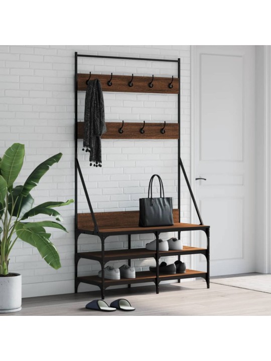 Stojan na oblečení s prostorem pro obuv hnědý dub 100x40x184 cm