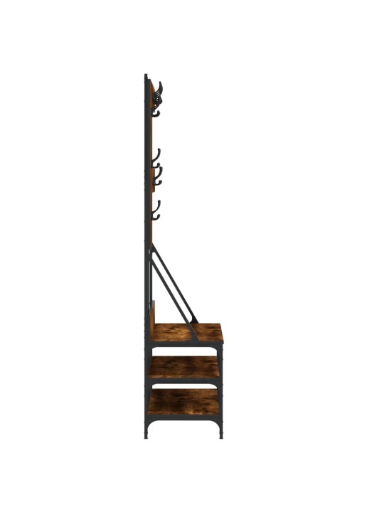 Stojan na oblečení a prostor pro obuv kouřový dub 100x40x184 cm
