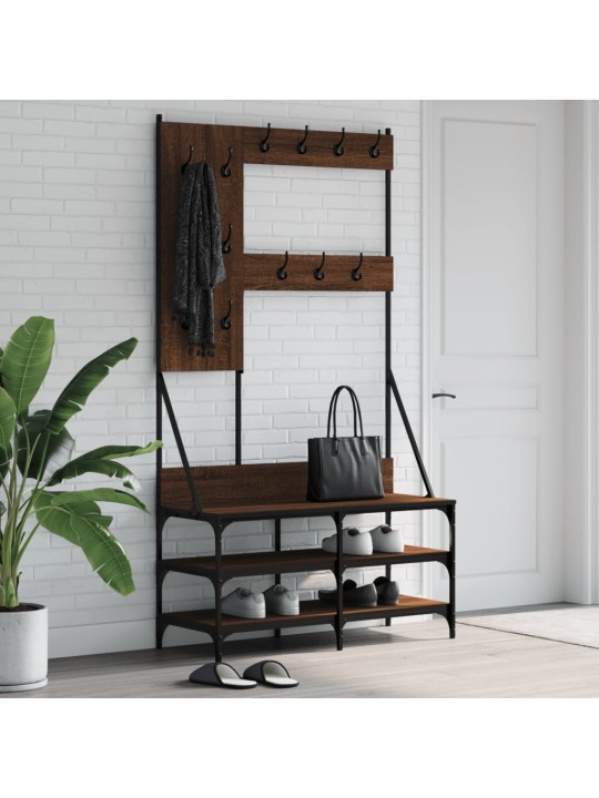 Stojan na oblečení s prostorem pro obuv hnědý dub 100x40x184 cm