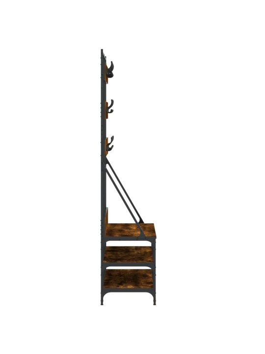 Stojan na oblečení a prostor pro obuv kouřový dub 100x40x184 cm