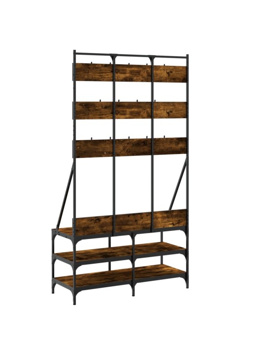 Stojan na oblečení a prostor pro obuv kouřový dub 100x40x184 cm