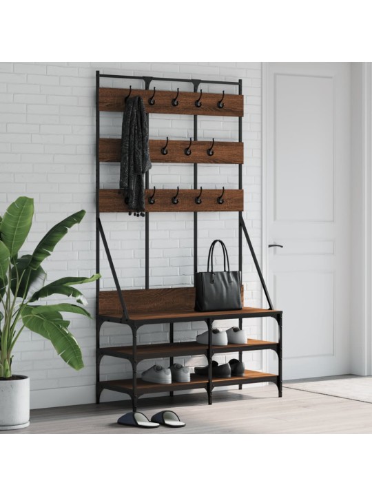 Stojan na oblečení s prostorem pro obuv hnědý dub 100x40x184 cm
