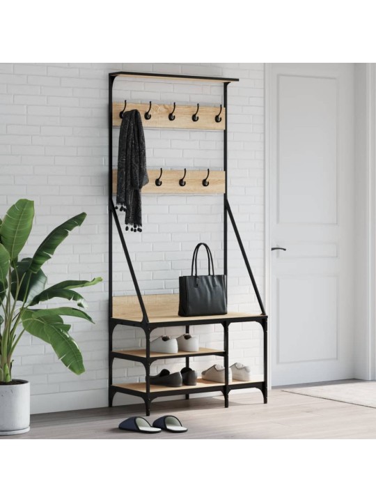 Stojan na oblečení s prostorem pro obuv dub sonoma 80x40x184 cm