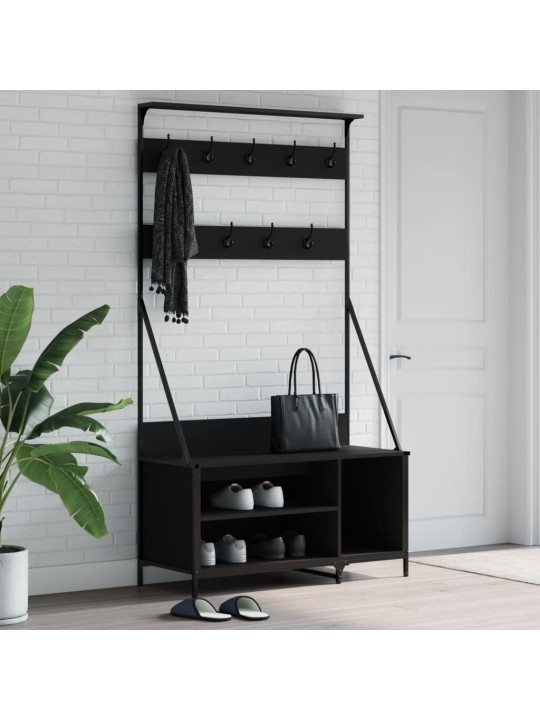 Stojan na oblečení s prostorem pro obuv černý 100 x 41 x 184 cm